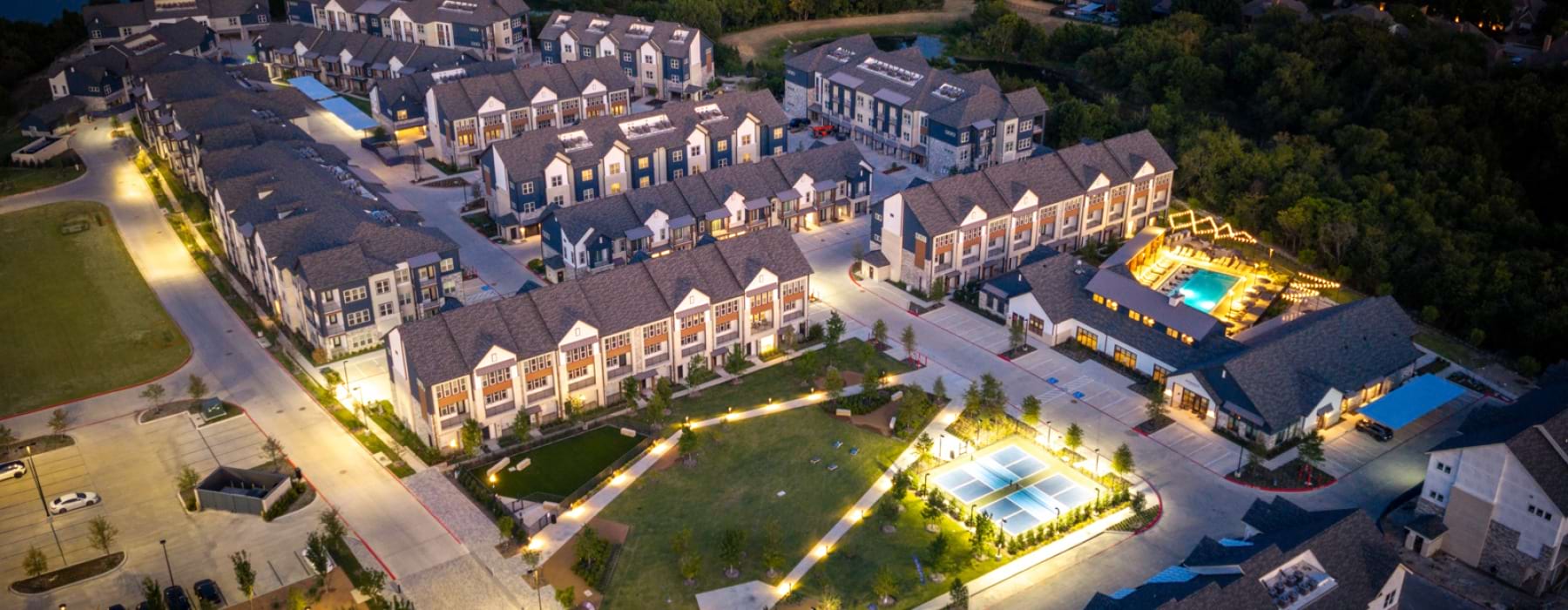 Aerial night view of Atheria West Grove