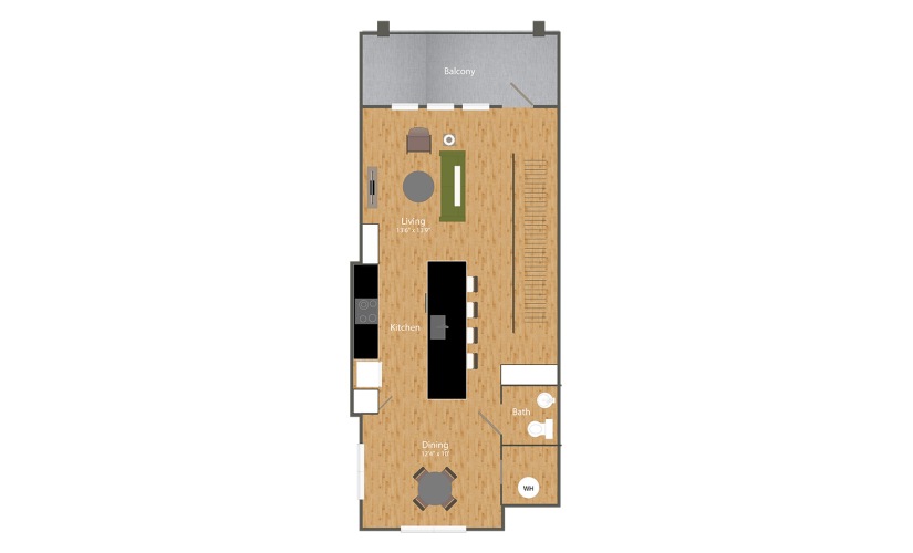 B4TH - 2 bedroom floorplan layout with 2.5 bathrooms and 1604 square feet