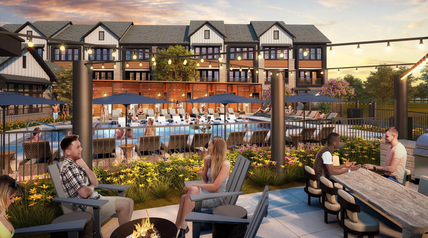 People sitting outside